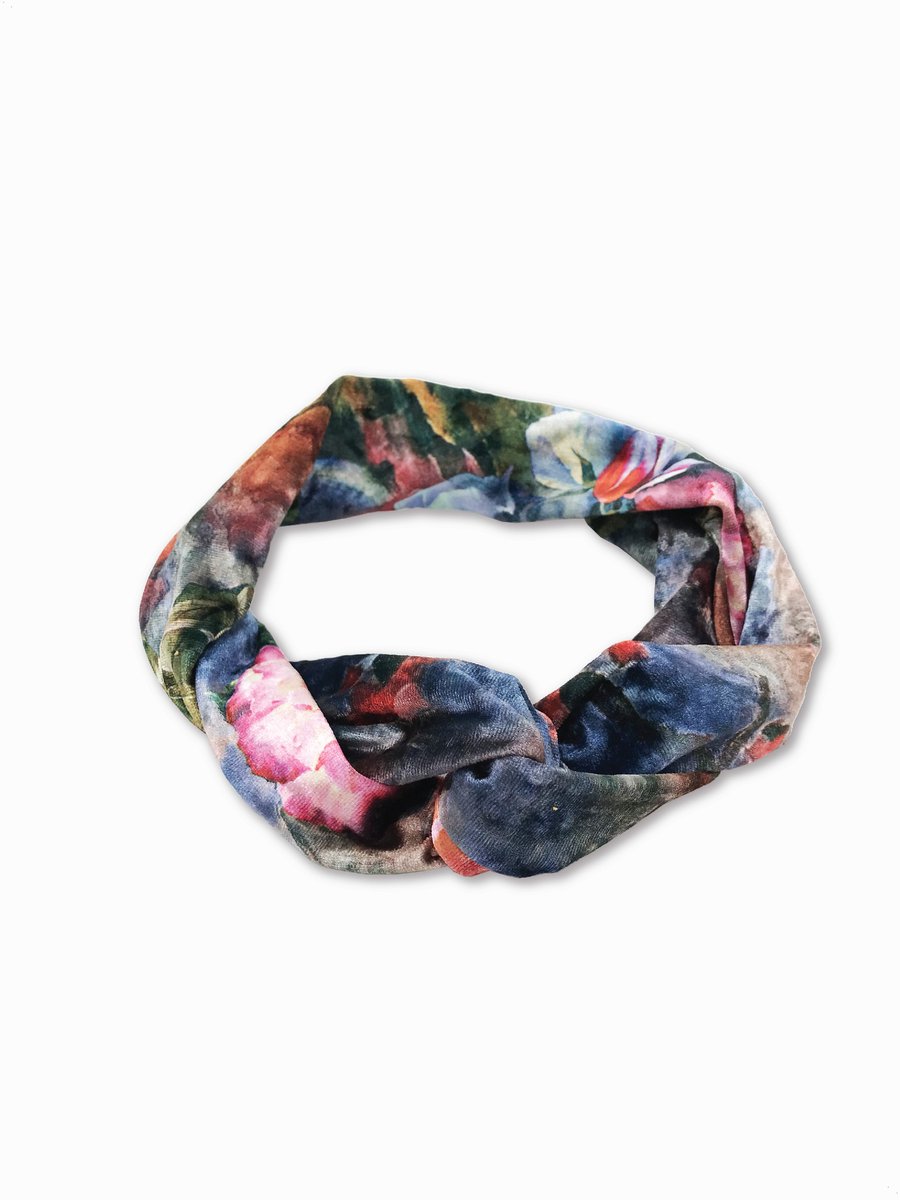 Duurzaam cadeau - Flexibele haarband - IJzerdraad - Velvet bloemen - 90 cm