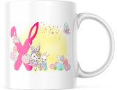 Paas Mok Konijnenoren pasen roos X | Paas cadeau | Pasen | Paasdecoratie | Pasen Decoratie | Grappige Cadeaus | Koffiemok | Koffiebeker | Theemok | Theebeker