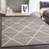 Flycarpets Modern Vloerkleed Geruit Aldo - Beige - 120x170 cm