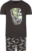 Charlie Choe - Jongens - Pyjama - Shortama - Donkergrijs - Krokodil - Maat 98/104