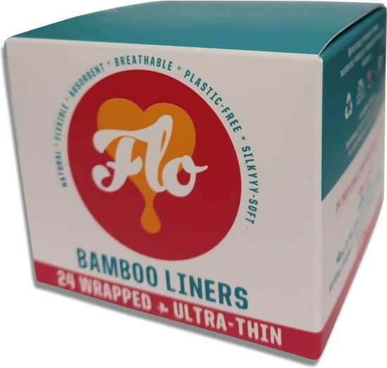 FLO | Bamboo Liner Pack | 24 stuks | ultradunne inlegkruisjes | per stuk verpakt | duurzaam bamboe | vegan