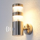 Lindby - LED wandlamp buiten - 1licht - roestvrij staal, kunststof - H: 22 cm - roestvrij staal, transparant - Inclusief lichtbron