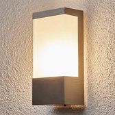 Lindby - Wandlampen buiten - 1licht - roestvrij staal, polycarbonaat - H: 25.6 cm - E27 - roestvrij staal, opaalwit