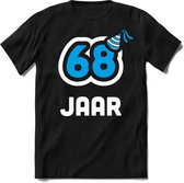 68 Jaar Feest kado T-Shirt Heren / Dames - Perfect Verjaardag Cadeau Shirt - Wit / Blauw - Maat M