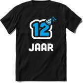 12 Jaar Feest kado T-Shirt Heren / Dames - Perfect Verjaardag Cadeau Shirt - Wit / Blauw - Maat L