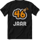 46 Jaar Feest kado T-Shirt Heren / Dames - Perfect Verjaardag Cadeau Shirt - Goud / Zilver - Maat XXL