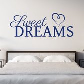 Stickerheld - Muursticker Sweet dreams - Slaapkamer - Droom zacht - Slaap lekker - Engelse Teksten - Mat Donkerblauw - 55x145.1cm