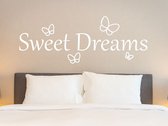 Stickerheld - Muursticker Sweet dreams - Slaapkamer - Droom zacht - Lekker slapen - Engelse Teksten - Mat Wit - 55x148cm