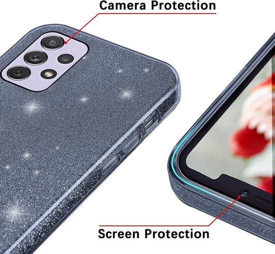 Coque Samsung Galaxy A53 5G Zwart - Glitter Arrière Pailletée