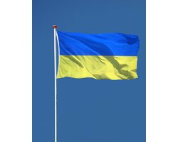 Oekraïense Vlag - Oekraïne Vlag - 90x150cm - WK Voetbal 2026 - Ukraine Flag - Originele Kleuren - Sterke Kwaliteit Incl Bevestigingsringen - Hoogmoed Vlaggen