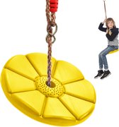 Schommel voor kinderen - Ronde schommel  Geel - 75kg max - Makkelijk op te hangen - Touwlengte 110 t/m 190cm