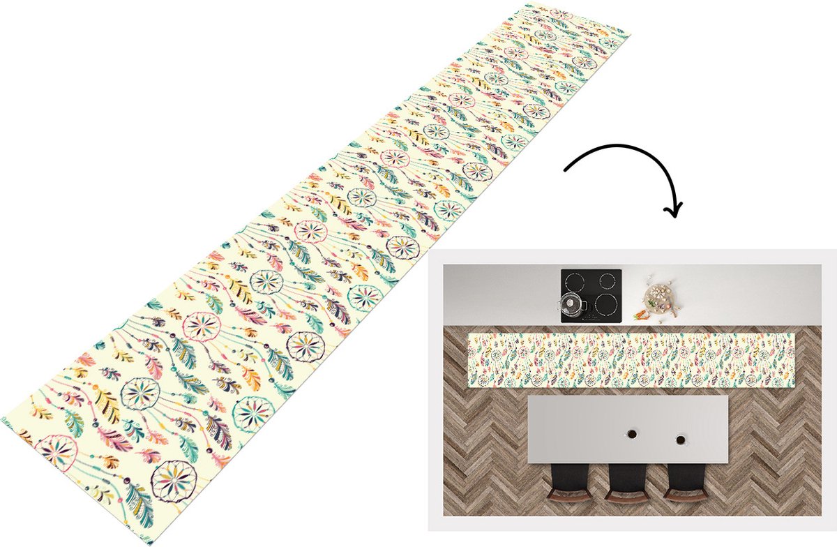 KitchenYeah Keukenloper - Keukenmat - Dromenvanger - Regenboog - Bohemian - Meisje - Patronen - Keuken vloerkleed Multicolor