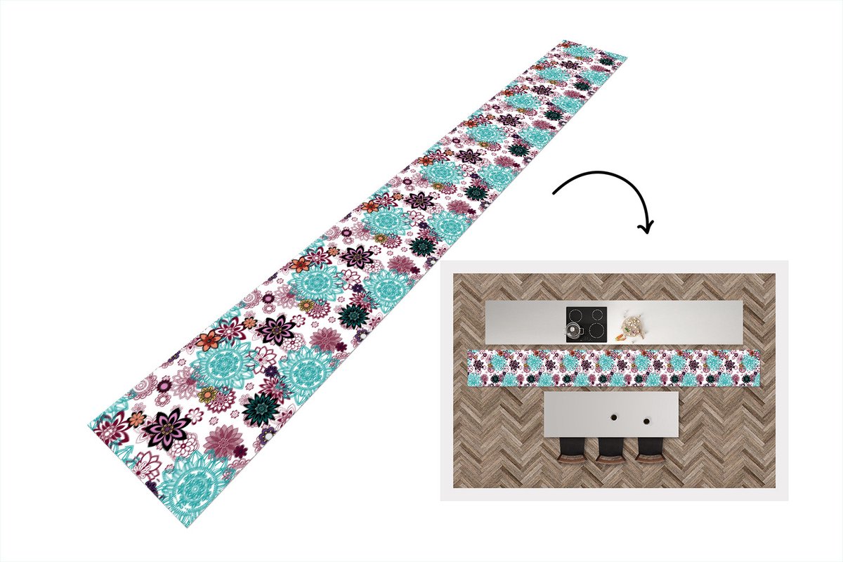 KitchenYeah Keukenloper - Keukenmat - Mandala - Bloemen - Patroon - Keuken vloerkleed multicolor, foto 2