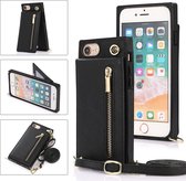 Geschikt Voor iPhone 8/7/SE 2022/2020 Hoesje Met Koord - Solidenz Portemonnee Hoes - Telefoonhoesje Met Koord - Wallet Case - Cover Hoes Met Koordje - Backcover Met Koord - Zwart