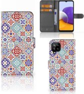 Book Case met foto Geschikt voor Samsung Galaxy A22 4G | M22 GSM Hoesje Tiles Color