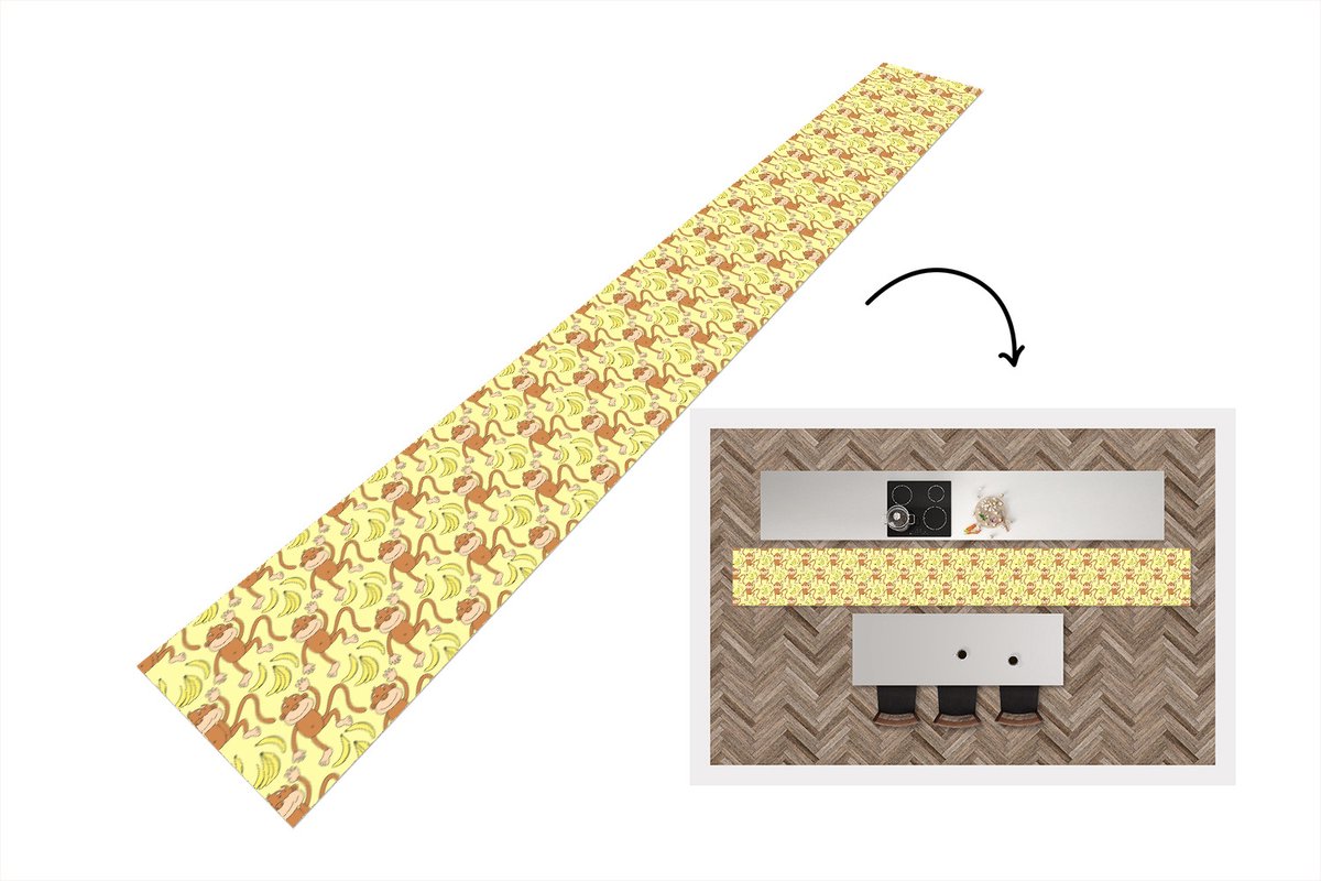 KitchenYeah Keukenloper - Keukenmat - Patroon - Aap - Banaan - Keuken vloerkleed multicolor, foto 2
