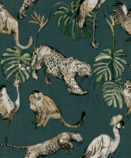 Zero Behang Exotic Animals groen