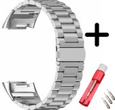 Geschikt voor Fitbit Charge 5 / Fitbit Charge 6 bandje staal zilver + toolkit