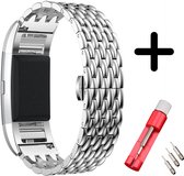 Fitbit Charge 2 bandje staal zilver draak + toolkit