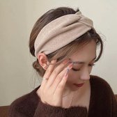 Julia - Dames / vrouwen haarband met cross knoop khaki