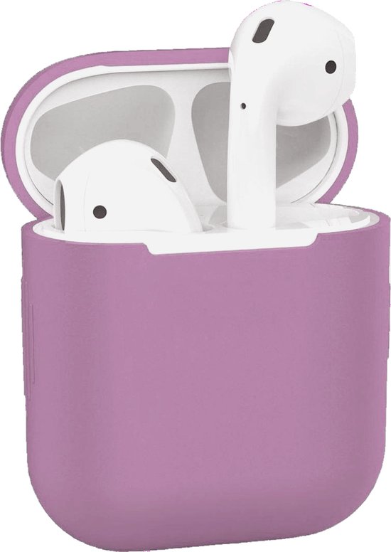 Foto: Hoesje voor apple airpods 1 en 2 lavendel hoesje siliconen case cover bescherming