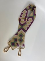 Schoudertas band - Hengsel - Bag strap - Fabric straps - Boho - Chique - Chic - Paars en groene combinatie