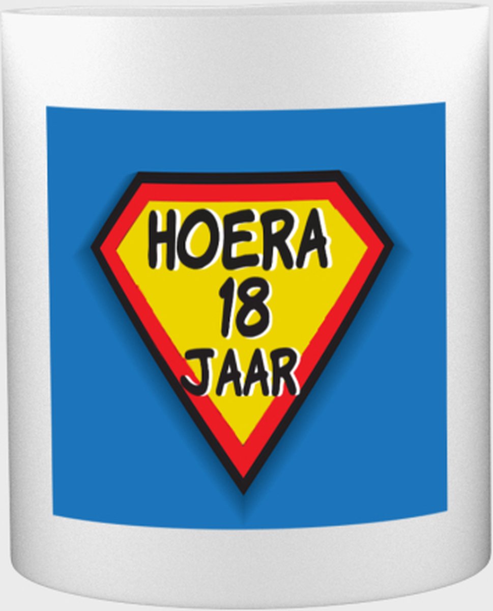 Akyol Hoera 18 jaar Mok met opdruk verjaardag cadeau Jarige leuk kado om te...