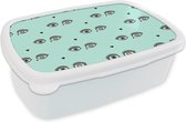 Boîte à pain Wit - Boîte à lunch - Boîte à lunch - Filles - Yeux - Hartjes - Motifs - Fille - Kids - Enfants - 18x12x6 cm - Adultes - Cadeau Sinterklaas - Cadeaux pour enfants - Chaussures cadeaux Sinterklaas