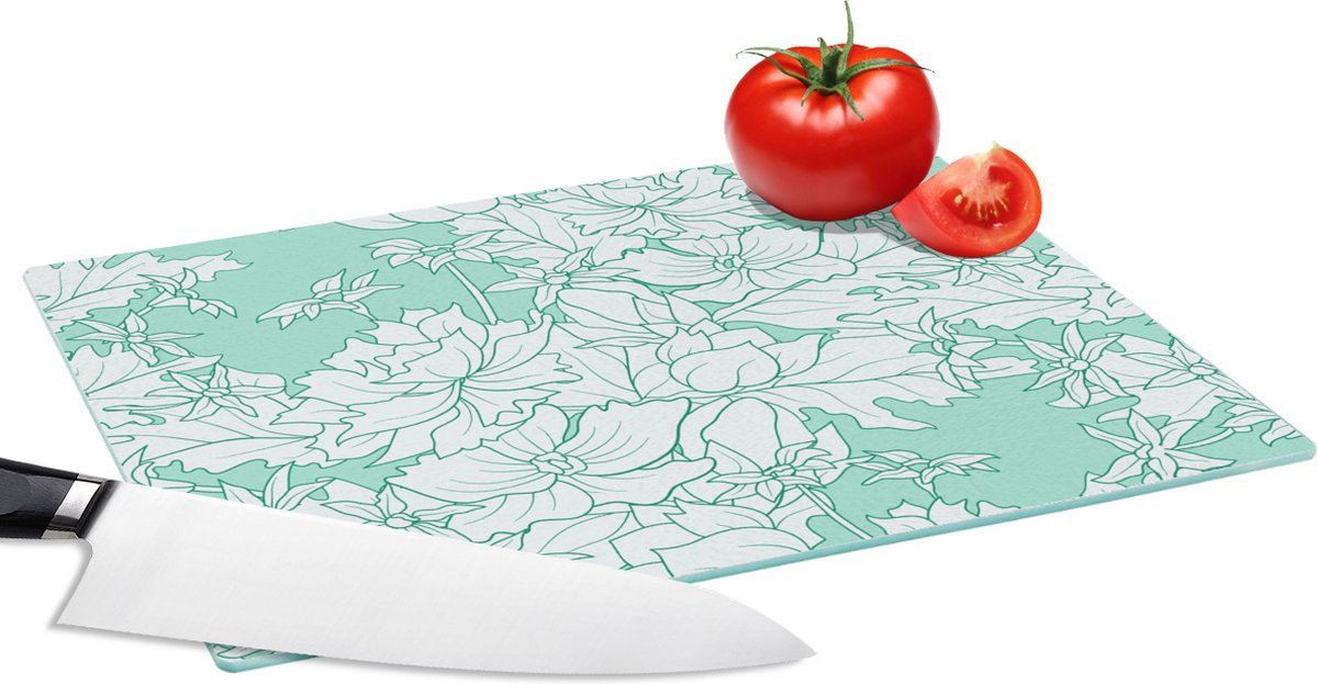 Glazen Snijplank - 28x20 - Patronen - Vintage - Bloemen - Snijplanken Glas