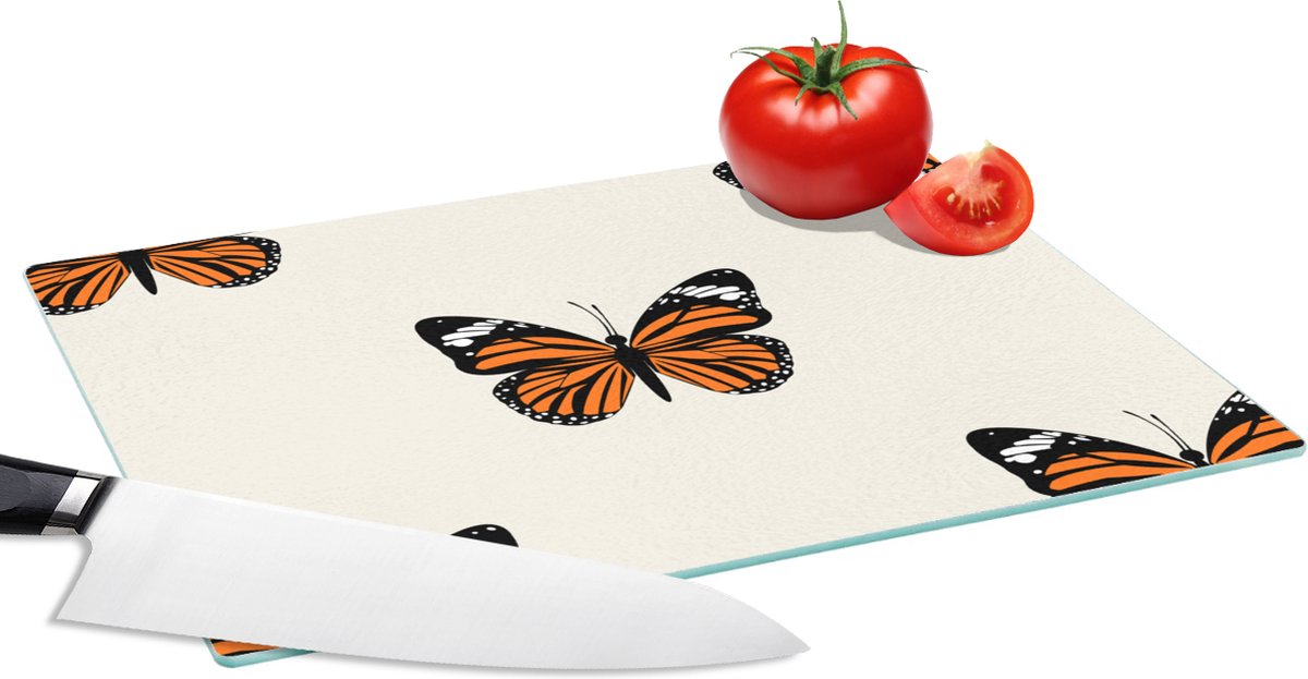 Glazen Snijplank - 28x20 - Vlinder - Insecten - Patronen - Snijplanken Glas
