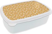 Lunch box Wit - Lunch box - Boîte à pain - Motifs - Feuilles - Fleurs - 18x12x6 cm - Adultes