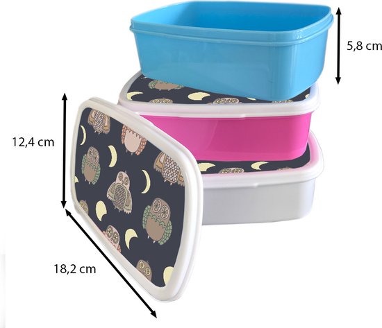Boîte à pain Wit - Boîte à lunch - Boîte à lunch - Hibou - Motifs - Lune - 18x12x6 cm - Adultes - Cadeau Sinterklaas - Cadeaux pour enfants - Cadeaux chaussures Sinterklaas