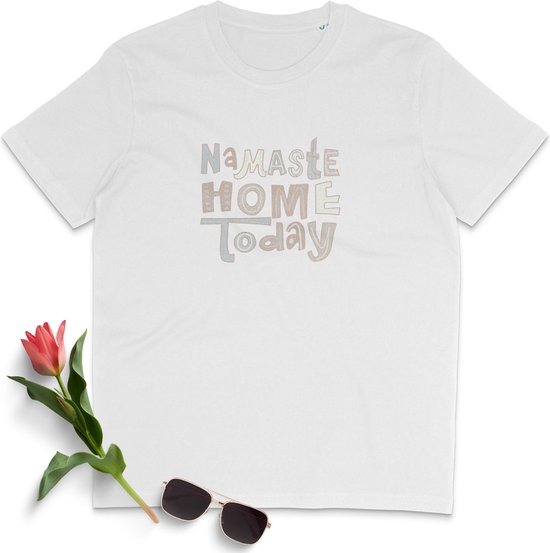 T-shirt femme - T-shirt homme - Namaste at Home Print - Funny Yoga Tshirt - Chemise unisexe avec imprimé Yoga - Tailles : SML XL XXL XXXL - Couleurs : Zwart Wit.
