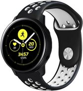 Siliconen Smartwatch bandje - Geschikt voor  Samsung Galaxy Watch Active sport band - zwart/wit - Strap-it Horlogeband / Polsband / Armband