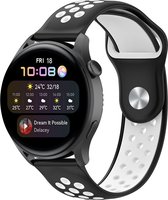Siliconen Smartwatch bandje - Geschikt voor  Huawei Watch 3 - Pro sport band - zwart/wit - Strap-it Horlogeband / Polsband / Armband
