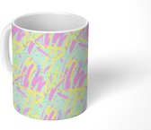 Mok - Koffiemok - Patronen - Vector - Pastel - Jaren 80 - Mokken - 350 ML - Beker - Koffiemokken - Theemok