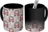 Magische Mok - Foto op Warmte Mokken - Koffiemok - Meiden - Beer - Liefde - Patronen - Girl - Kids - Kinderen - Meisjes - Magic Mok - Beker - 350 ML - Theemok