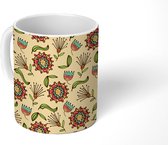 Mok - Koffiemok - Boho - Patronen - Bloem - Plant - Mokken - 350 ML - Beker - Koffiemokken - Theemok