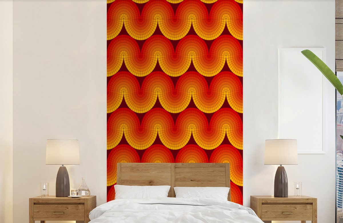 Behang - Fotobehang Design - Retro - Rood - Abstract - Breedte 120 cm x hoogte 240 cm