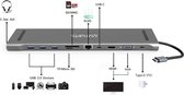 4Smarts Universele 11-in-1 Hub met Stand Functie | USB-A / USB-C / Ethernet / HDMI / VGA / (Micro) SD-kaart / 3.5mm Jack Ingang | 100W/4K@30Hz/1080P