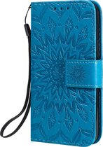 Apple iPhone 12 Mini Hoesje - Mobigear - Mandala Serie - Kunstlederen Bookcase - Blauw - Hoesje Geschikt Voor Apple iPhone 12 Mini