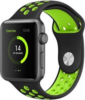 Mobigear Active Siliconen Bandje Geschikt voor Apple Watch SE (44mm) - Zwart / Groen