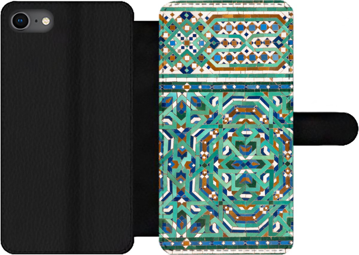 Telefoonhoesje Geschikt voor iPhone 7 telefoonhoesje - Een traditionele Marokkaanse mozaïekdecoratie - Met vakjes - Wallet case met magneetsluiting