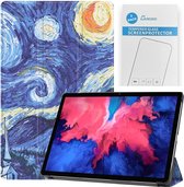 Tablet hoes & 2-Pack Screenprotector geschikt voor Lenovo Tab P11 - 11 Inch - Auto Wake/Sleep functie - Sterrenhemel