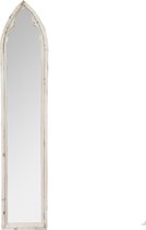 Clayre & Eef Wandspiegel 30*3*154 cm Wit, Bruin Hout, Glas Grote Spiegel Muur Spiegel Wand Spiegel