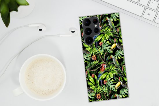 Telefoonhoesje Geschikt voor Samsung Galaxy S22 Ultra hoesje - Vogels - Tropisch - Patronen - Siliconen Telefoonhoesje Telefoonhoesje