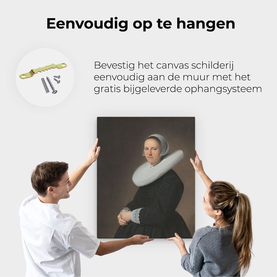 Artaza Toile Peinture Portrait d'Adriana Croes - Johannes Cornelisz. Verspronck - 80x100 - Groot - Art - Impression sur toile