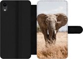 Bookcase Geschikt voor iPhone XR telefoonhoesje - Olifant - Natuur - Dieren - Portret - Met vakjes - Wallet case met magneetsluiting
