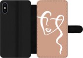Bookcase Geschikt voor iPhone XS Max telefoonhoesje - Vrouw - Gezicht - Abstract - Met vakjes - Wallet case met magneetsluiting