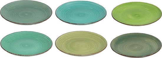 Dinerborden (6 stuks) - groene tinten - ø26. 5 - dinerbord - borden
